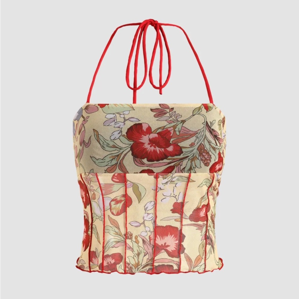 Cider Floral Camisole - Red and Cream